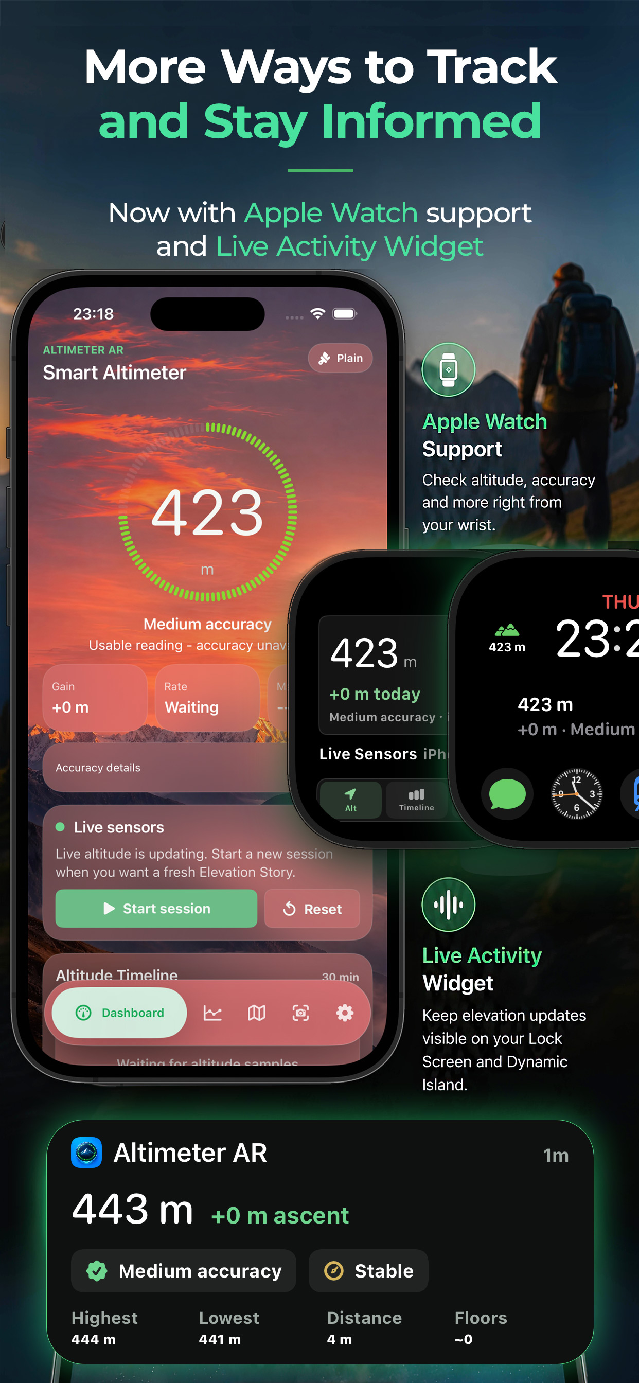 Altimeter AR Apple Watch and Live Activity widgets