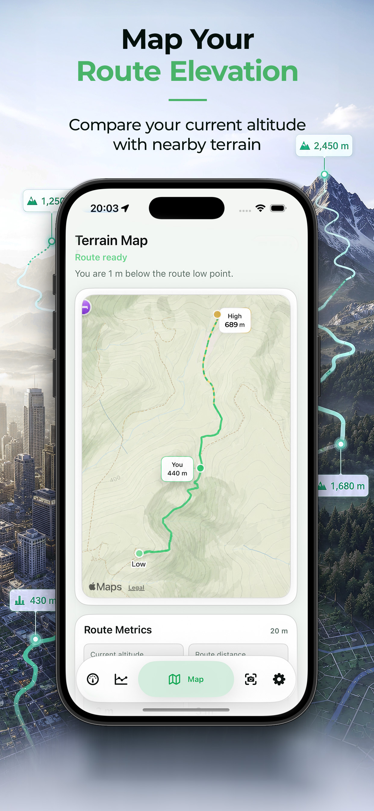 Altimeter AR route elevation map